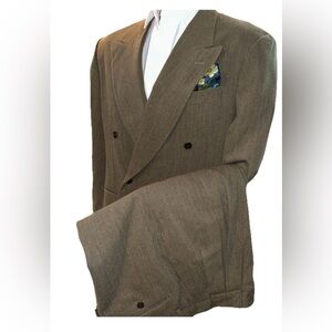 Pal Zileri Suit Men 40R 33Wx28L  Italy VTG 80s Double Breasted Bagged Pant Rare